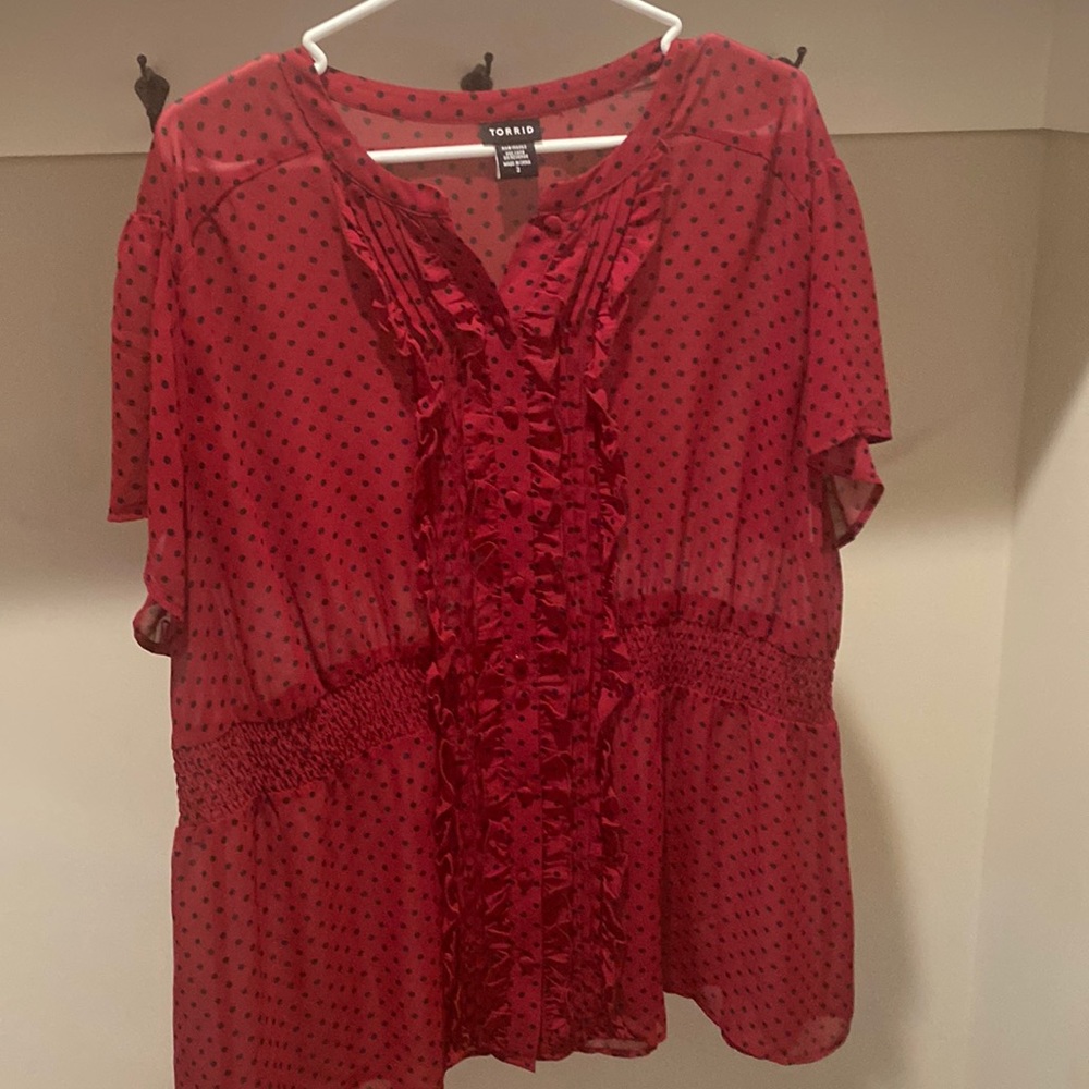 Torrid size 3 sheer top with elastic cinched waist